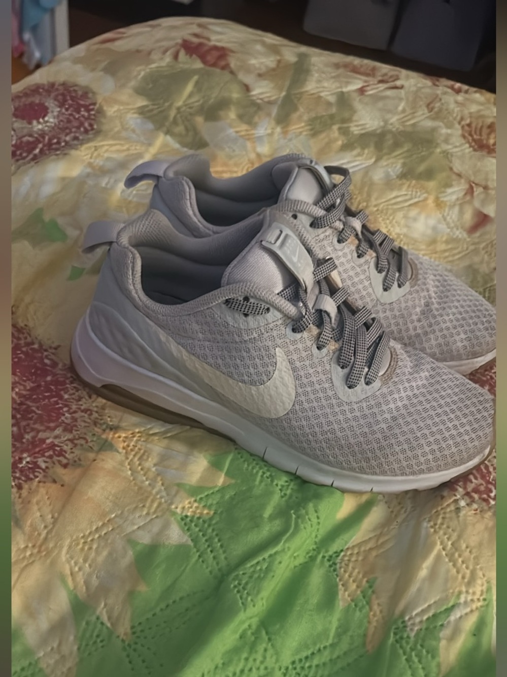 Nike Light Gray and White Mesh Training Sneakers